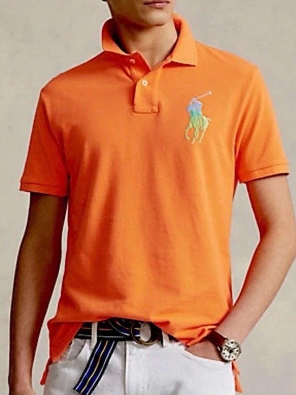 Polo Ralph Lauren Men’s Classic Fit Big Pony Mesh Orange Polo Shirt Sz XXL NWT